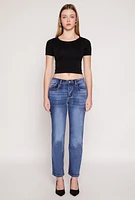 Womens WAX Straight Leg Whiskered Jeans, Blue, Size 13