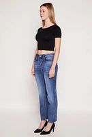 Womens WAX Straight Leg Whiskered Jeans, Blue, Size 13