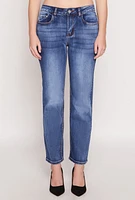 Womens WAX Straight Leg Whiskered Jeans, Blue, Size 13