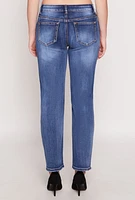 Womens WAX Straight Leg Whiskered Jeans, Blue, Size 13