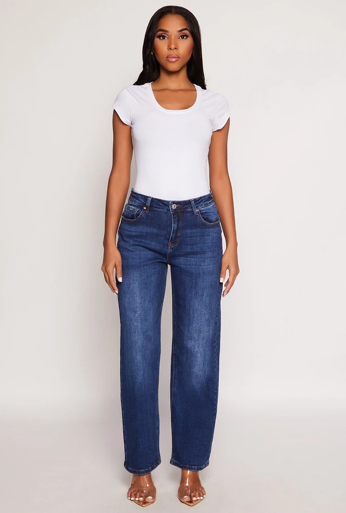Womens WAX Basic Straight Leg Jeans, Blue, Size 3