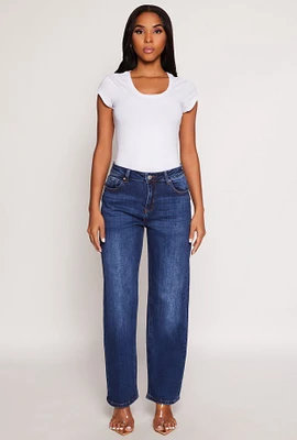 Womens WAX Basic Straight Leg Jeans, Blue, Size 3