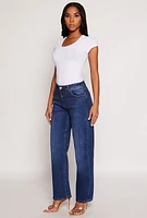 Womens WAX Basic Straight Leg Jeans, Blue, Size 3
