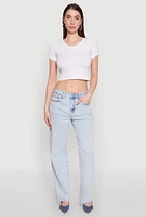 Womens WAX Acid Wash Straight Leg Jeans, Blue,