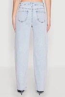 Womens WAX Acid Wash Straight Leg Jeans, Blue,