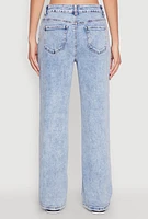Womens WAX Acid Wash Straight Leg Jeans, Blue,