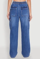 Womens WAX High Waisted Cargo Jeans, Blue,