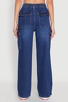 Womens WAX High Waisted Cargo Jeans, Blue,