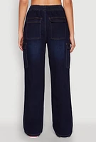Womens WAX High Waisted Cargo Jeans, Blue,
