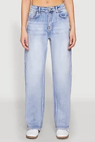 Womens WAX Straight Whiskered Jeans, Blue,