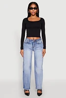 Womens WAX Straight Whiskered Jeans, Blue, Size 7