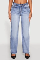 Womens WAX Straight Whiskered Jeans, Blue, Size 7