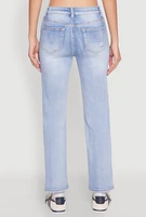 Womens WAX Distressed Straight Leg Jeans, Blue, Size 7