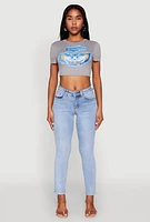 Womens WAX Slim Straight High Rise Jeans, Blue, Size 0