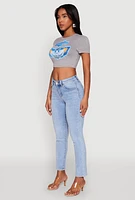 Womens WAX Slim Straight High Rise Jeans, Blue, Size 0