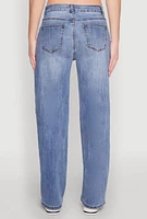 Womens WAX Mid Rise Whiskered Straight Leg Jeans, Blue,