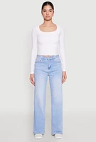 Womens WAX Whiskered Wide Leg Jeans, Blue, Size 11