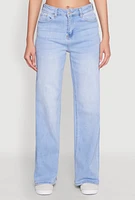 Womens WAX Whiskered Wide Leg Jeans, Blue,