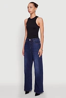 Womens WAX Whiskered Wide Leg Jeans, Blue,