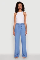 Womens WAX Chambray Palazzo Pants, Blue, Size L