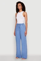 Womens WAX Chambray Palazzo Pants, Blue, Size L