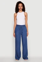 Womens WAX Chambray Palazzo Pants, Blue,