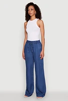 Womens WAX Chambray Palazzo Pants, Blue,