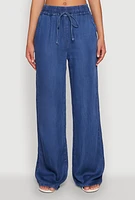 Womens WAX Chambray Palazzo Pants, Blue,