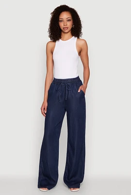 Womens WAX Chambray Palazzo Pants, Blue,