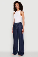Womens WAX Chambray Palazzo Pants, Blue,