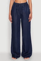 Womens WAX Chambray Palazzo Pants, Blue,