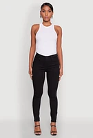 Womens WAX Five Pocket Solid Skinny Jeans,