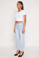 Womens WAX Stretch High Waisted Skinny Jeans, Blue,