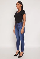 Womens WAX Stretch High Waisted Skinny Jeans, Blue,