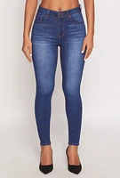 Womens WAX Stretch High Waisted Skinny Jeans, Blue,