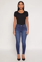Womens WAX Frayed Detail Skinny Jeans, Blue,