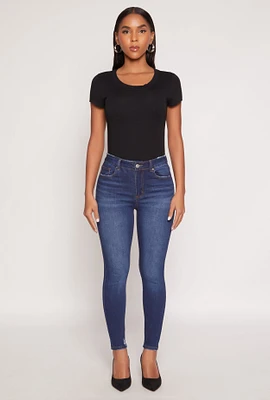 Womens WAX Frayed Detail Skinny Jeans, Blue, Size 0