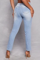 Womens WAX Whiskered Straight Leg Jeans, Blue, Size 1