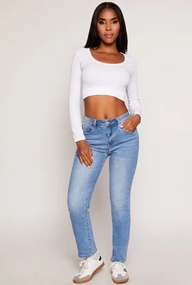 Womens WAX Whiskered Straight Leg Jeans, Blue, Size 1