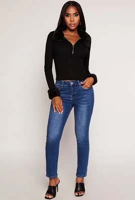 Womens WAX Whiskered Straight Leg Jeans, Blue, Size 0