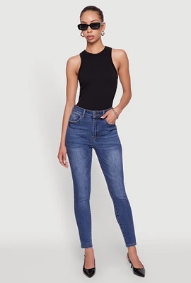 Womens WAX Cropped High Rise Skinny Jeans, Blue, Size 3