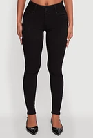 Womens WAX 3 Button Skinny Jeans, Black,