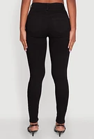 Womens WAX 3 Button Skinny Jeans, Black,
