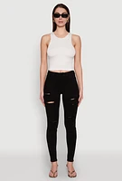 Womens WAX Ripped Skinny Jeans, Black, Size 9