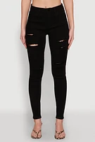 Womens WAX Ripped Skinny Jeans, Black, Size 7