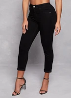 Womens WAX High Waist Rolled Cuff Denim Jeans,