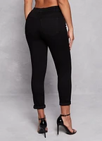 Womens WAX High Waist Rolled Cuff Denim Jeans,