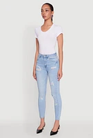 Womens WAX Whiskered Distressed Jeans, Blue, Size 13