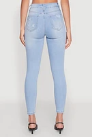 Womens WAX Whiskered Distressed Jeans, Blue, Size 13