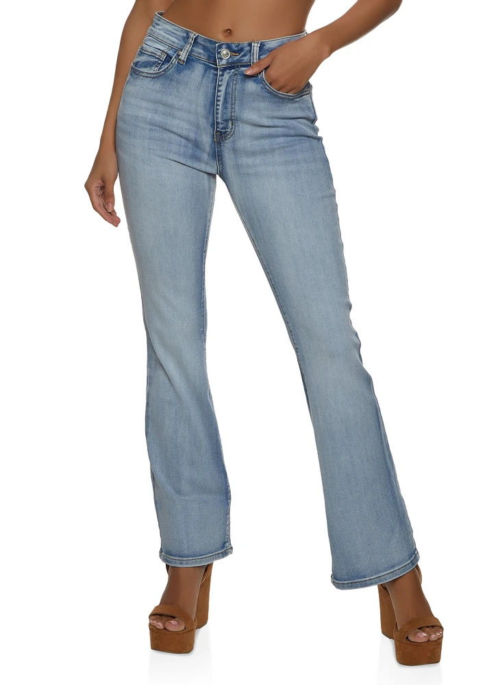 Womens WAX Acid Wash Boot Cut Jeans, Blue, Size 0